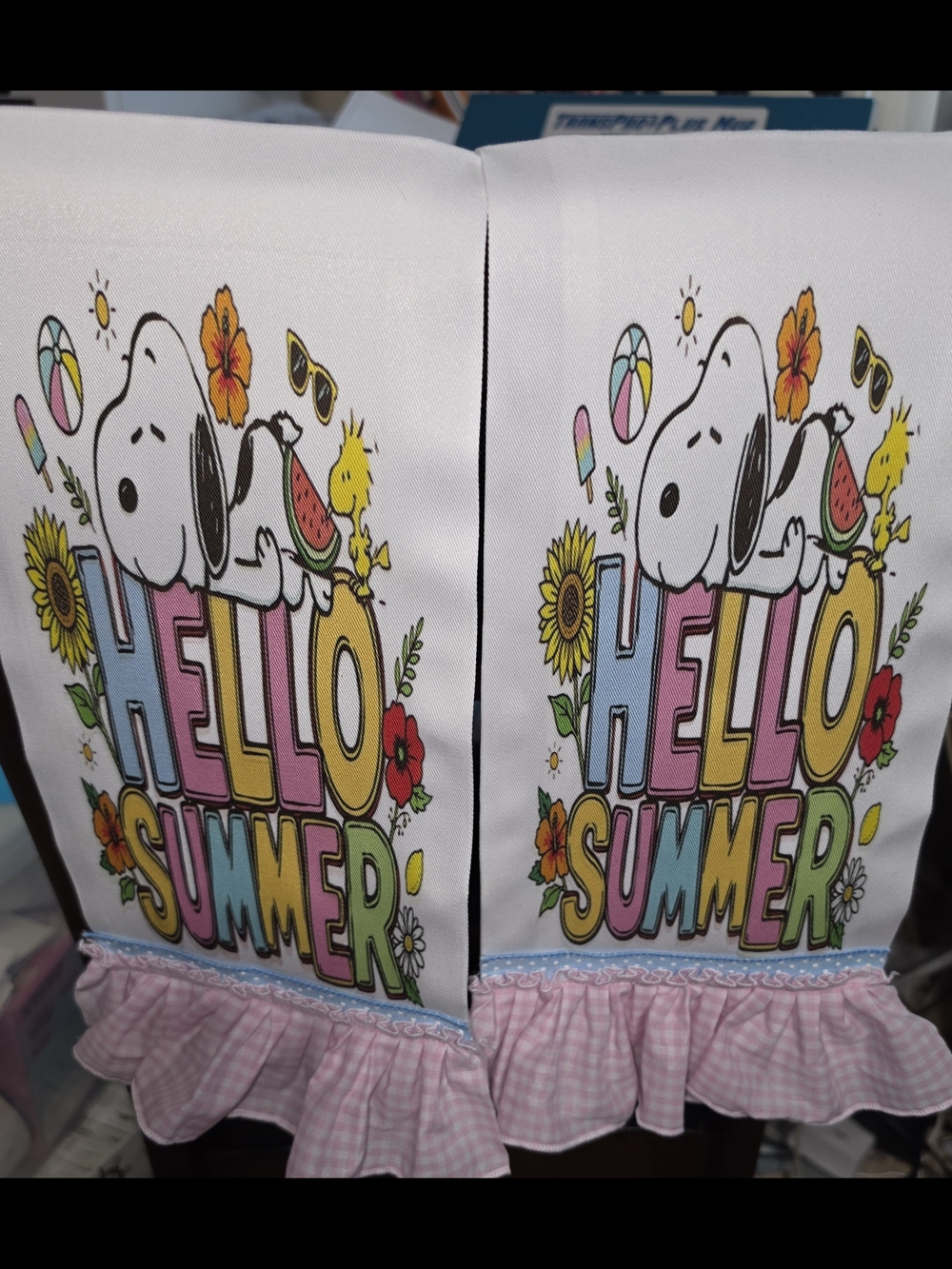 Hello Summer Snoopy Kitchen Towel - Pink Trim